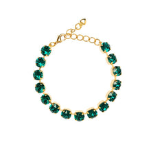 Load image into Gallery viewer, Statement  Gold Tennis Bracelet / Emerald Green