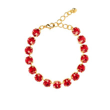 Load image into Gallery viewer, Statement  Gold Tennis Bracelet / Siam Red