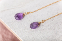 Load image into Gallery viewer, Sterling Silver Threader Earrings / Amethyst Gemstone