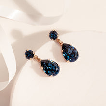 Load image into Gallery viewer, Statement Drop Crystal Earrings / Navy Montana