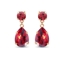 Load image into Gallery viewer, Statement Drop Crystal Earrings / Red Siam