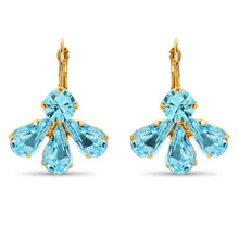 Load image into Gallery viewer, Statement Half Petal Crystal Earrings/ Aquamarine