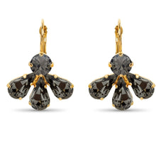 Load image into Gallery viewer, Statement Half Petal Crystal Earrings/ Black Diamond