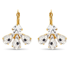 Load image into Gallery viewer, Statement Half Petal Crystal Earrings/ Clear