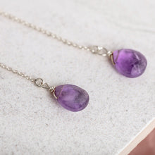 Load image into Gallery viewer, Sterling Silver Threader Earrings / Amethyst Gemstone