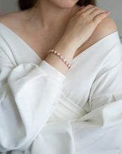Load image into Gallery viewer, Statement  Rose Gold Tennis Bracelet / Rose Opal