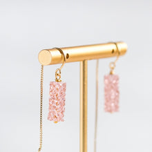 Load image into Gallery viewer, Gold Filled Blush Rose Crystal Threader Earrings
