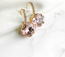 Load image into Gallery viewer, Adare Statement Cushion Cut Crystal Earrings/ Blush Rose