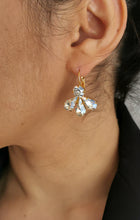 Load image into Gallery viewer, Statement Half Petal Crystal Earrings/ Red Siam