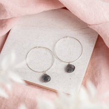 Load image into Gallery viewer, Sterling Silver  Hoop Earrings / Labradorite Gemstone