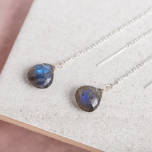 Load image into Gallery viewer, labradorite gemstone sterling silver threader earrings