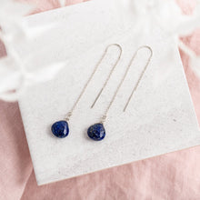Load image into Gallery viewer, 14Kt Gold Filled Threader Earrings / Lapis Lazuli Gemstone