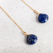 Load image into Gallery viewer, 14Kt Gold Filled Threader Earrings / Lapis Lazuli Gemstone