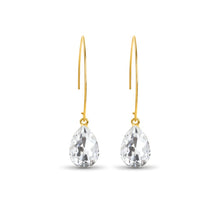 Load image into Gallery viewer, Long Gold Threader Crystal Earrings / Clear