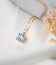 Load image into Gallery viewer, Gold Filled Chaton Crystal Necklace - Blue Opal