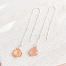 Load image into Gallery viewer, Sterling Silver Threader Earrings / Peach Moonstone
