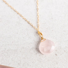 Load image into Gallery viewer, rose quartz gemstone gold filled necklace