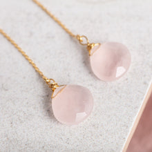 Load image into Gallery viewer, 14Kt Gold Filled Threader Earrings / Rose Quartz Gemstone