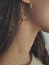 Load image into Gallery viewer, 14Kt Gold Filled Hoop Earrings / Strawberry Quartz Gemstone