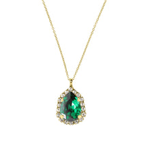Load image into Gallery viewer, Gold Statement  Crystal Necklace / Emerald Green