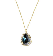 Load image into Gallery viewer, Gold Statement Crystals Necklace / Montana Blue