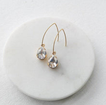 Load image into Gallery viewer, Long Gold Threader Crystal Earrings / Clear