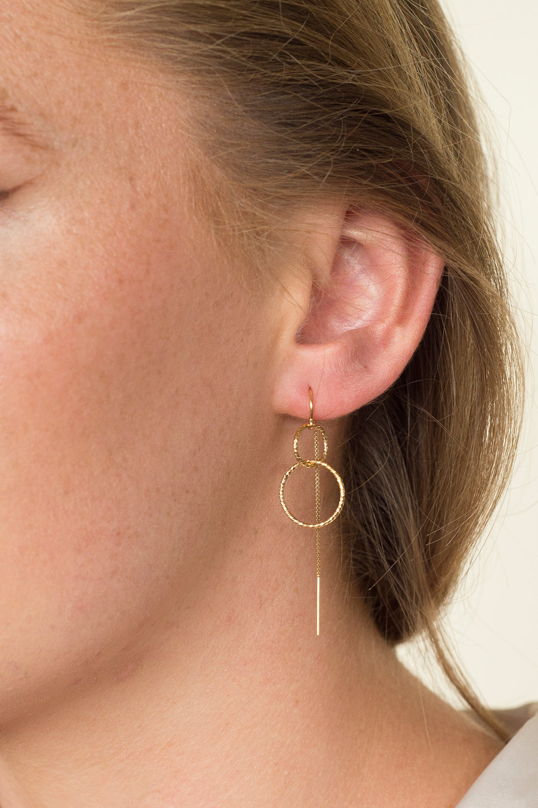 Gold Filled Double Circle Threader Earrings