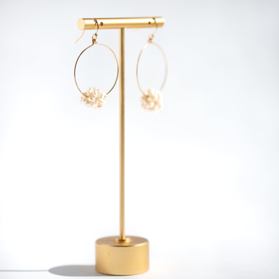 Elayor Jewellery | Gold Filled Cluster Pearl Hoops