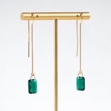Load image into Gallery viewer, Elayor Jewellery | Gold Filled Emerald Crystal Threader Earrings
