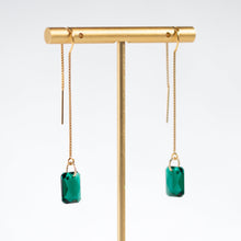 Load image into Gallery viewer, Elayor Jewellery | Gold Filled Emerald Crystal Threader Earrings
