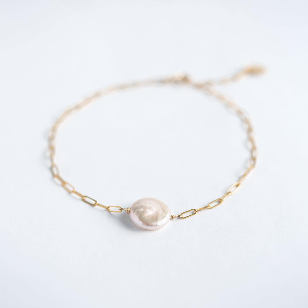 Gold Filled Bracelet with Fresh Water Coin Pearl
