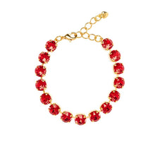 Load image into Gallery viewer, Statement  Gold Tennis Bracelet / Siam Red
