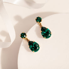 Load image into Gallery viewer, Statement Drop Crystal Earrings /  Green Emerald
