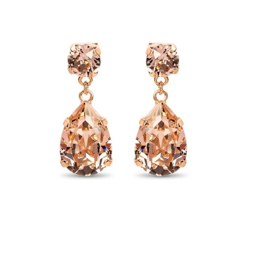 Statement Drop Crystal Earrings / Blush Pink Rose
