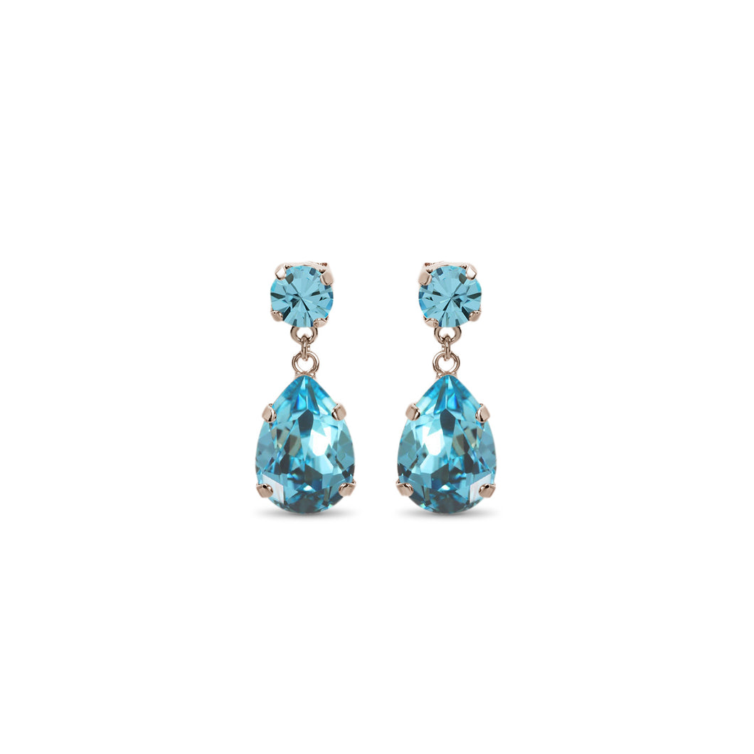 Statement Drop Crystal Earrings / Aquamarine