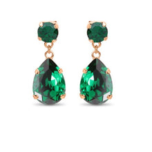 Load image into Gallery viewer, Statement Drop Crystal Earrings /  Green Emerald
