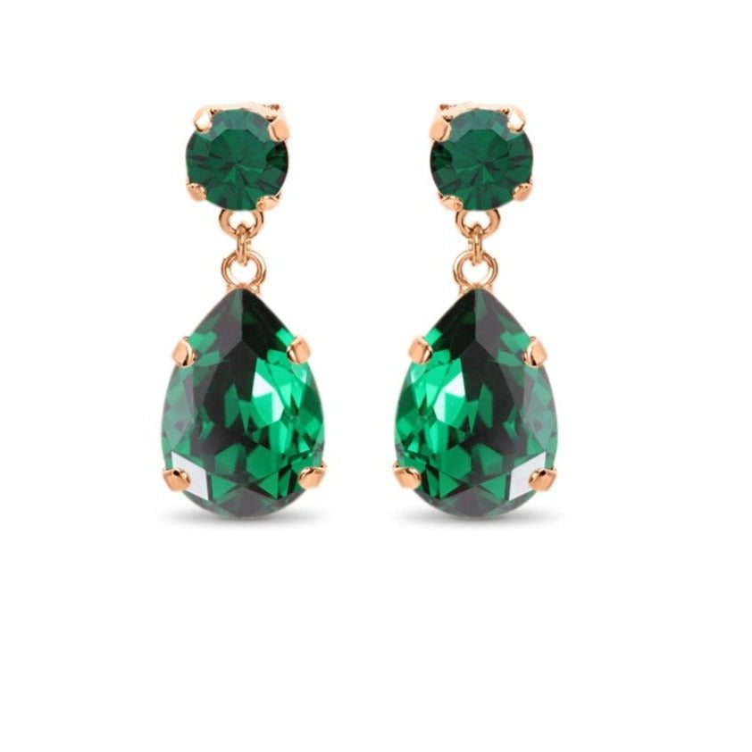 Statement Drop Crystal Earrings /  Green Emerald