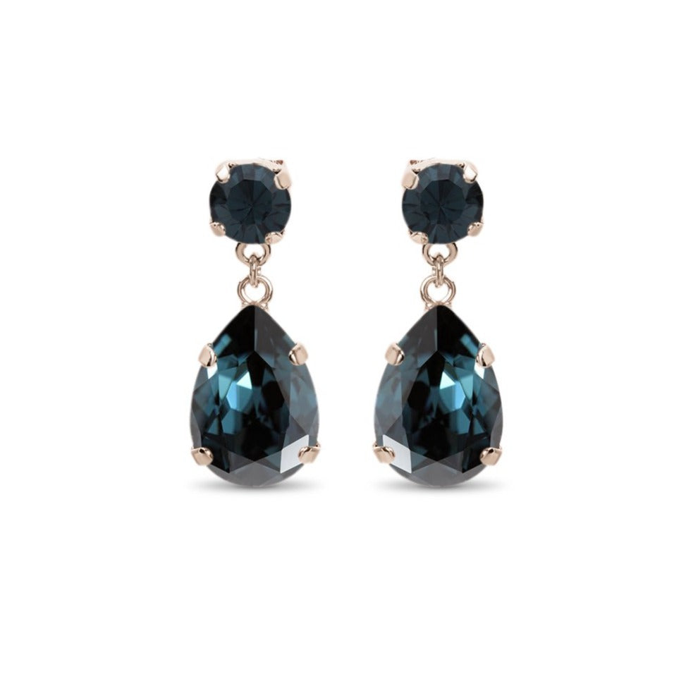 Statement Drop Crystal Earrings / Navy Montana