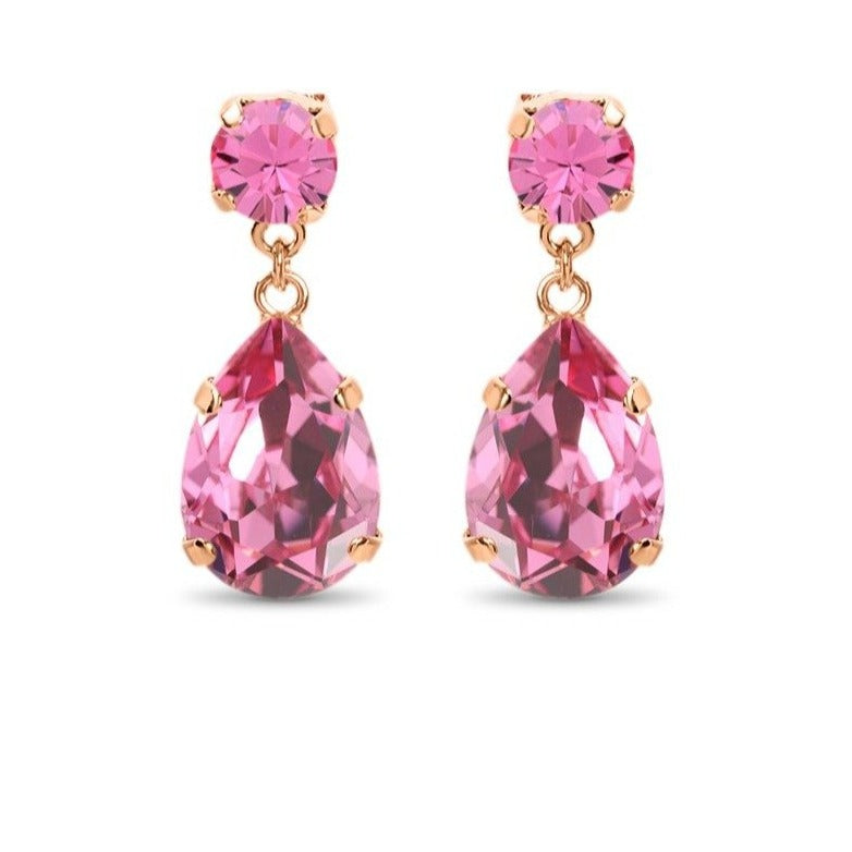 Statement Drop Crystal Earrings / Pink Rose