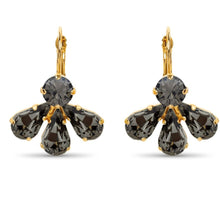 Load image into Gallery viewer, Statement Half Petal Crystal Earrings/ Black Diamond
