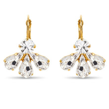 Load image into Gallery viewer, Statement Half Petal Crystal Earrings/ Clear
