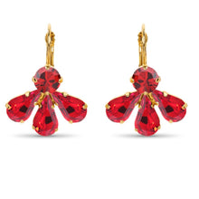 Load image into Gallery viewer, Statement Half Petal Crystal Earrings/ Red Siam
