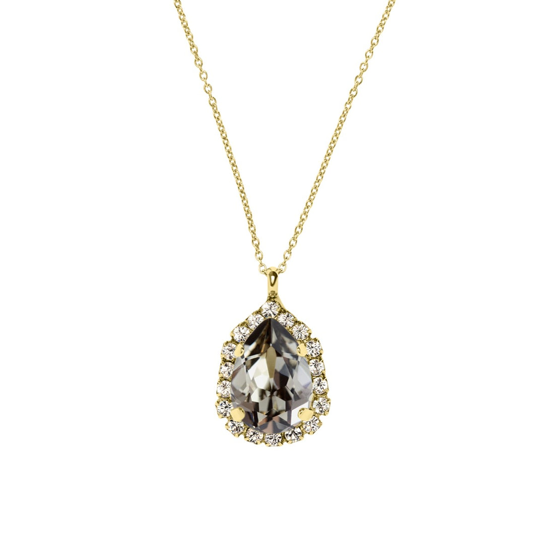 Gold Statement  Crystal Necklace / Black Diamond