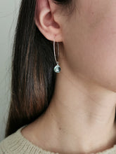 Load image into Gallery viewer, Sterling Silver Hoop Earrings / Aquamarine Gemstone
