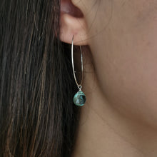 Load image into Gallery viewer, Sterling Silver Hoop Earrings / Aquamarine Gemstone
