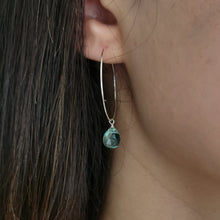 Load image into Gallery viewer, Sterling Silver Hoop Earrings / Aquamarine Gemstone
