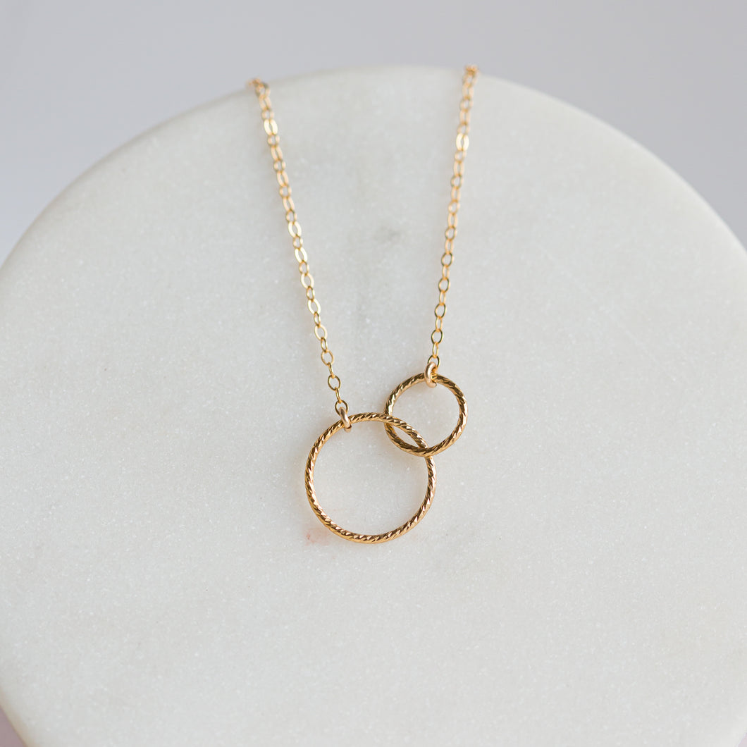 Gold Filled / Silver Interlocking Double Circle Necklace