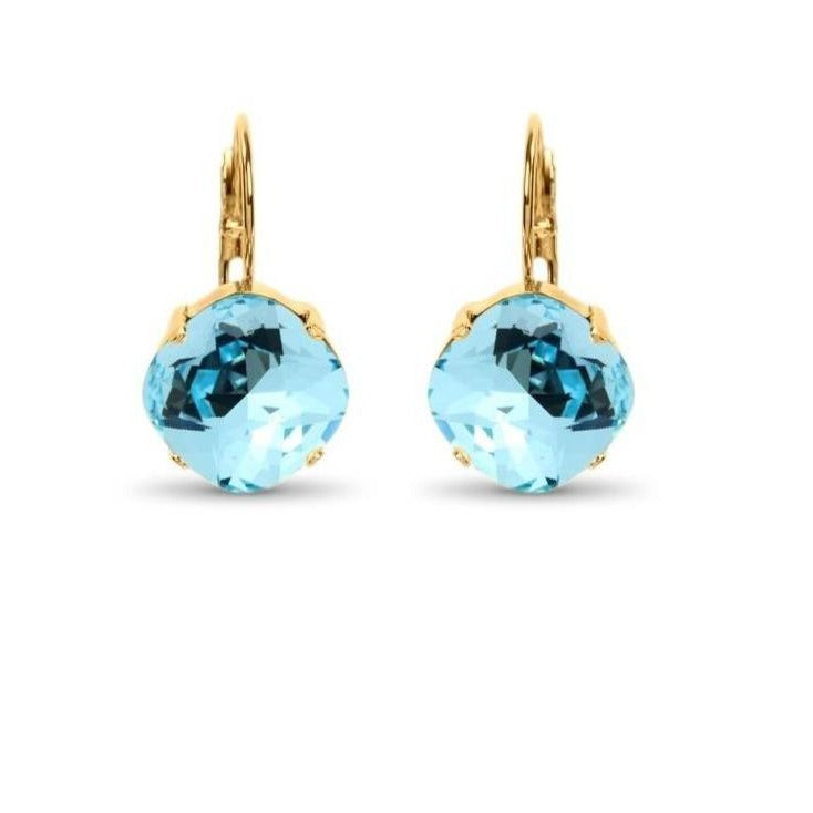 Erin Cushion Cut Crystal Earrings/ Aquamarine