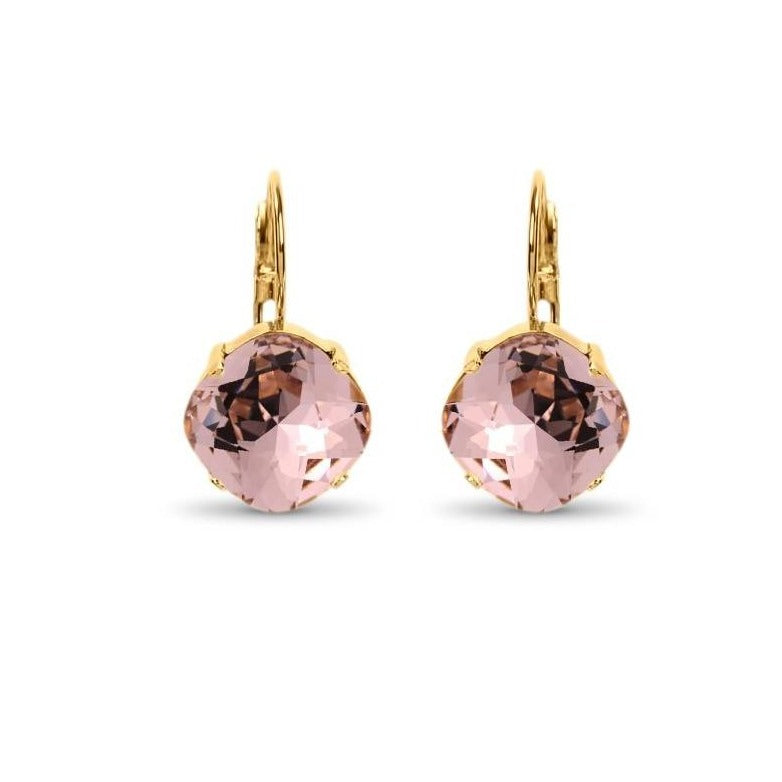 Erin Cushion Cut Crystal Earrings/ Blush Pink
