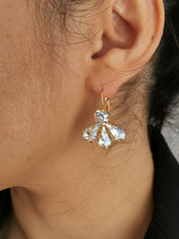 Load image into Gallery viewer, Statement Half Petal Crystal Earrings/ Aquamarine
